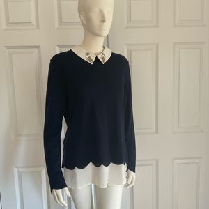 Ted Baker navy and white sweater